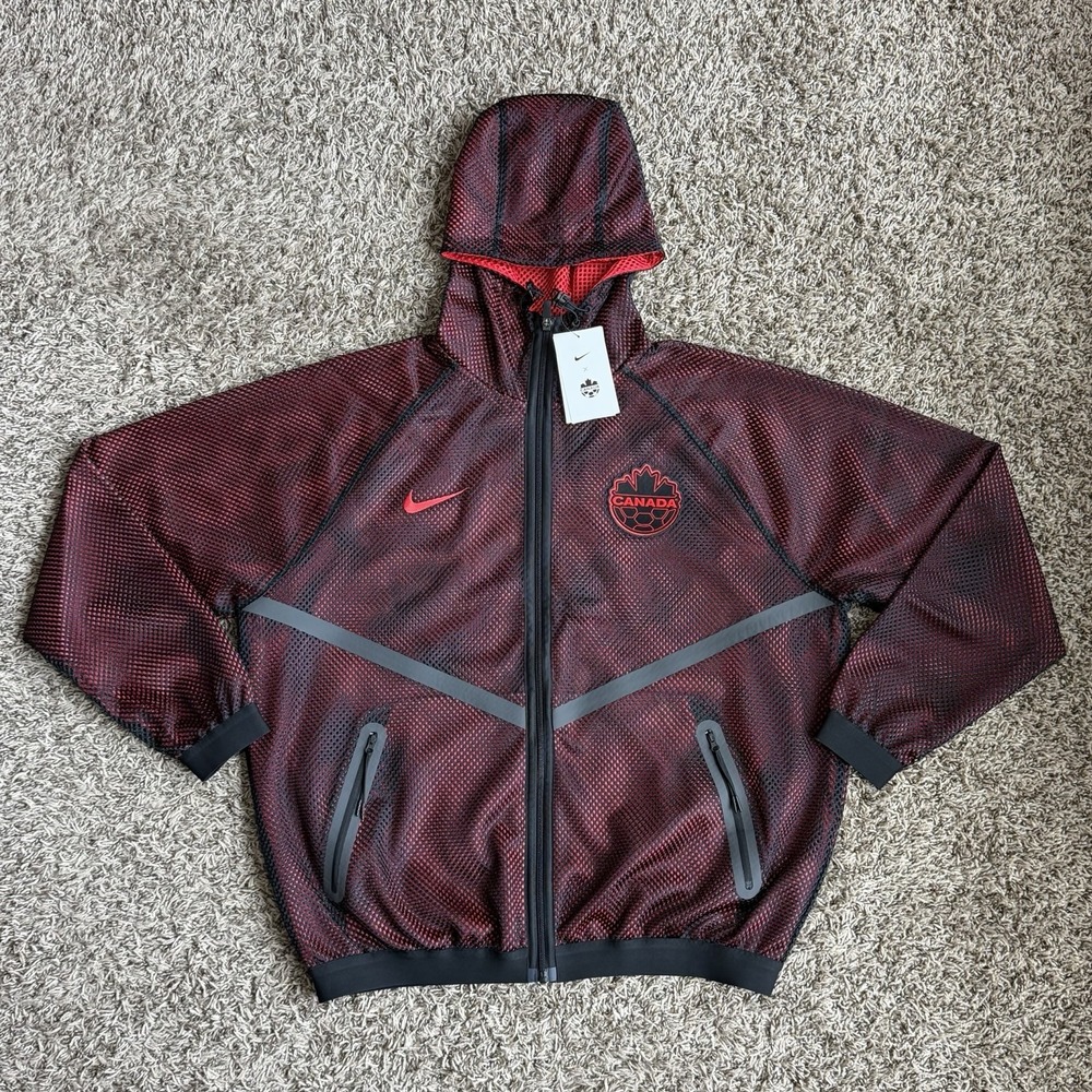 Nike Team Canada Soccer Anthem Mesh Jacket Full Zip Red/Black Men's Large NEW